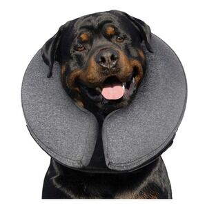 MIDOG Inflatable XL Dog Neck Donut Collar After Surgery Soft Gray Neck 21"-24"